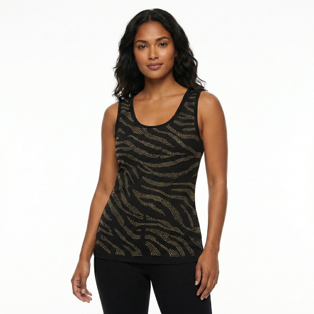 Style & Co Black Tank Gold Accents